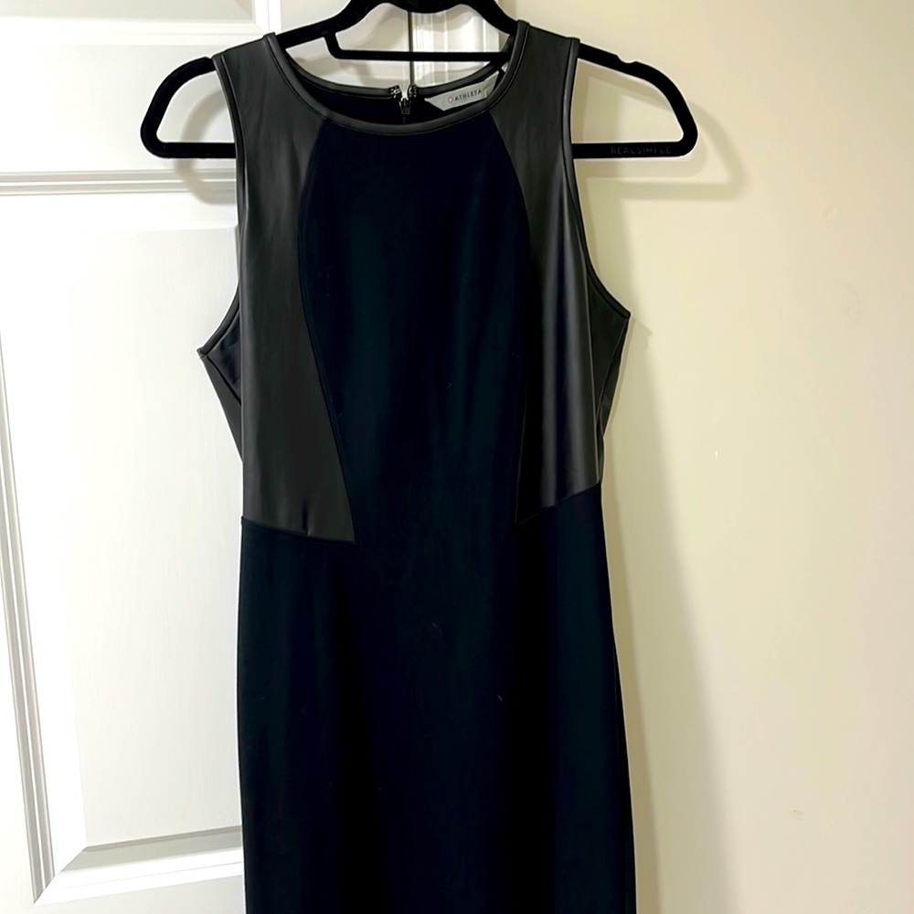 Athleta dress in black. Leather look detail. Like edgy? - Picture 1 of 7